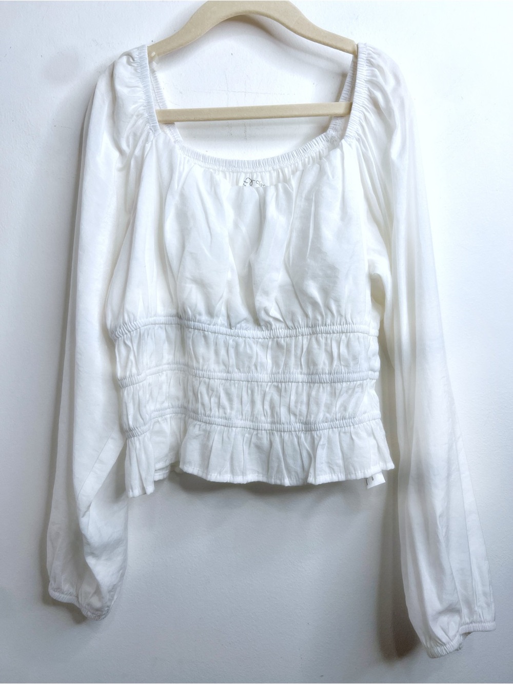 Art Class Girls Smocked, Ruched Waist Long Sleeve Peasant Top Size L | 10-12